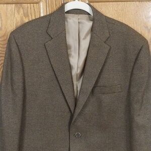 Franco Tassi Vintage Men's 42L Wool Herringbone Sport‎ Coat Blazer Jacket Brown